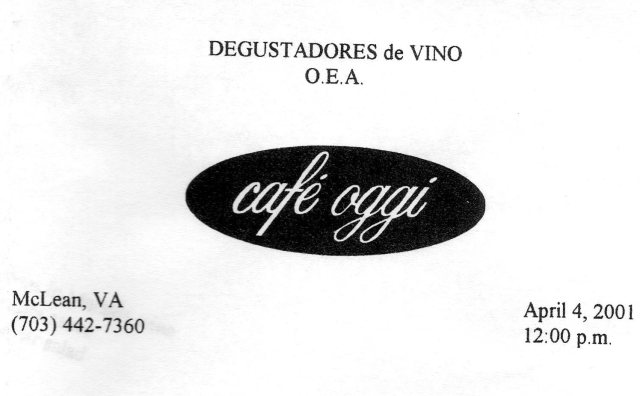 Cover of the menu of the first 'degustación' of the Club del Vino
